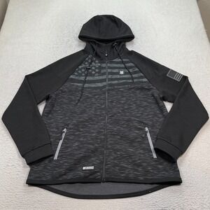 Freedom Industries American Flag Hoodie Men's Size XL Black Gray Full Zip